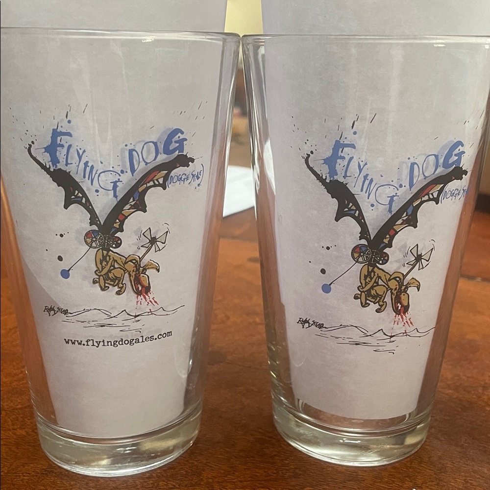 Flying Dog Ales * Doggie Style and Old Scratch Lager * Pint Glasses